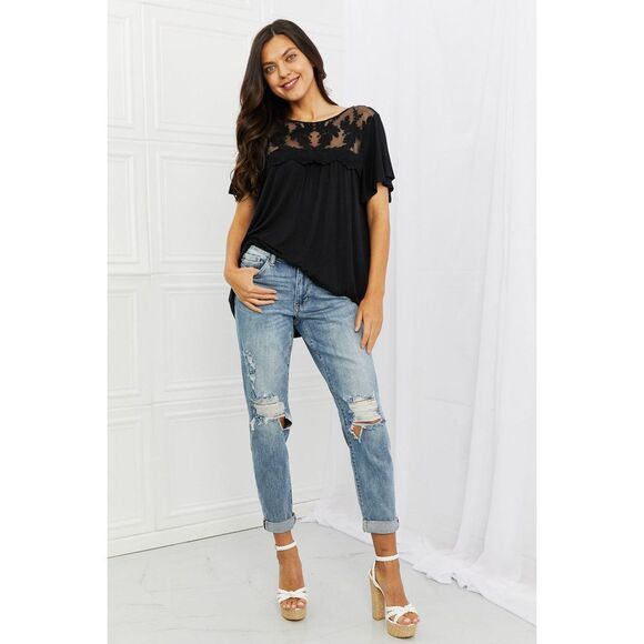 Culture Code Ready To Go Full Size Lace Embroidered Top In Black - Picture 6 of 6